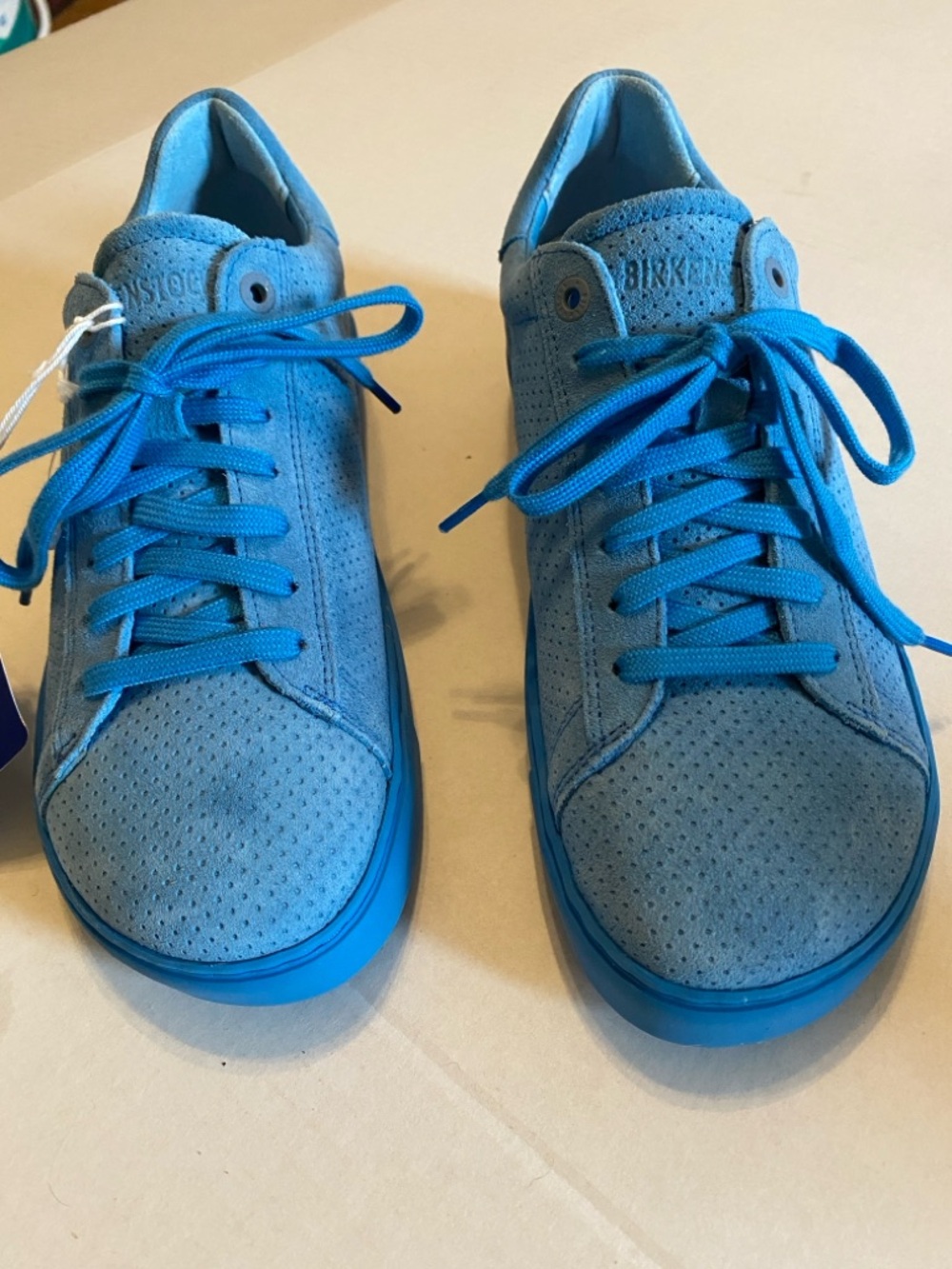 Birkenstock Bend Low Shoes Blue Suede Lace Up Sneakers - Picture 4 of 15